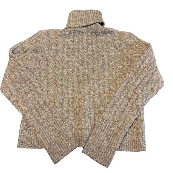 Francesca’s NWT Miami Brown Cropped Turtleneck Sweater M Soft Knit Cozy Fall - Picture 1 of 6